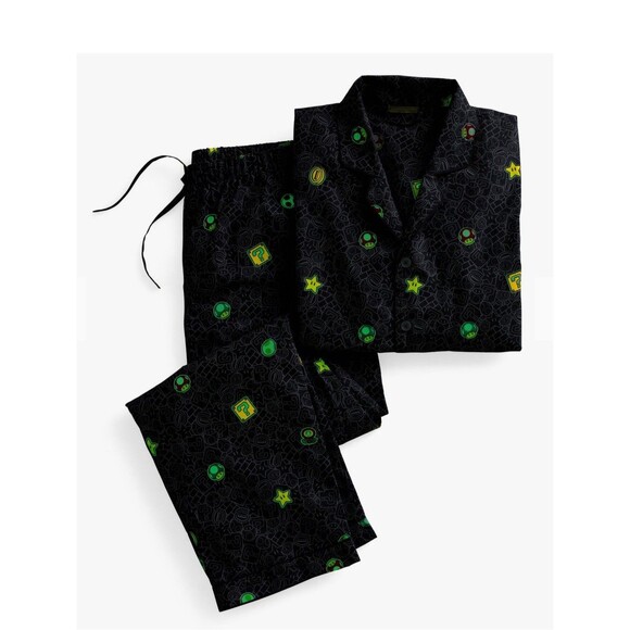 Pottery Barn Teen Super Mario Glow-in-the-Dark Novelty Pajama Set Gray Medium - Picture 3 of 12